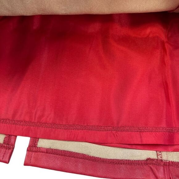 Santo by Paolo De Santo Skirt Women's XS Red Leather Zipper Back Skirt NWT - Picture 7 of 13